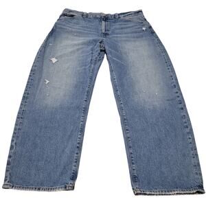 Madewell Light Blue Distressed Wide-Leg Jeans